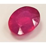 CERTIFIED LOOSE NATURAL RUBY the oval cut ruby weighing 6.13cts, with IDT certificate