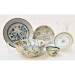 TEK SING PORCELAIN comprising a bowl, three varying size shallow bowls and a tea bowl, with Nagel