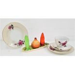 MIXED LOT OF CERAMICS including a Carlton Ware cruet set of a leaf dish, runner bean salt, carrot