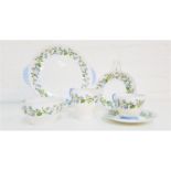 SHELLEY 'HAREBELL' PATTERN EAT SET decorated with harebells on a white ground, comprising six