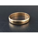 NINE CARAT GOLD WEDDING BAND ring size U and approximately 2.3 grams