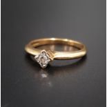 DIAMOND SOLITAIRE RING the illusion set diamond approximately 0.05cts, on nine carat gold shank,