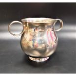 GEORGE V SILVER PORRINGER of baluster form with circular side handles, marked Horace Woodward & Co