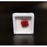 CERTIFIED LOOSE NATURAL RUBY the rectangular step cut ruby weighing 5.90cts, with GLI Gemstone