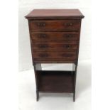 EDWARDIAN MAHOGANY MUSIC CABINET the four paneled drawers with drop down fronts above a deep