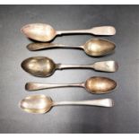 FOUR GEORGIAN TEASPOONS comprising a Newcastle 1853, maker Reid & Sons; another Newcastle spoon