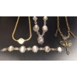 INTERESTING SELECTION OF VINTAGE JEWELLERY comprising a mother of pearl cameo set necklace and