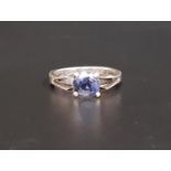 ROUND CUT SAPPHIRE SINGLE STONE RING the sapphire approximately 1.25cts, on unmarked white gold
