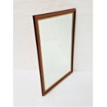 MAHOGANY FRAME WALL MIRROR with a bevelled plate, 101cm x 70.5cm