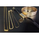 SELECTION OF GOLD AND OTHER JEWELLERY comprising two nine carat gold chain bracelets, one of twist