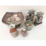 SELECTION OF EAST ASIAN CERAMICS comprising a pair of miniature elephant garden seats, 23.3cm