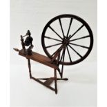 STAINED PINE SPINNING WHEEL with treadle operation