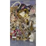 LARGE SELECTION OF COSTUME JEWELLERY including simulated pearls, crystal and other bead necklaces,