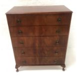 BEITHCRAFT MAHOGANY CHEST OF DRAWERS with a moulded top above five long drawers, standing on stout