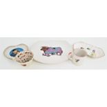 SELECTION OF TRANSFER DECORATED CERAMICS including The Romany Fortune Telling Tea Cup, Ridgway Pixie