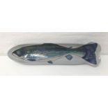 HIGHLAND STONEWARE FISH PLATTER the handpainted decoration depicting a salmon. 67cm long