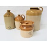 WWI STONEWARE RUM FLAGON marked S.R.D. (Supply Reserve Depot) impressed to lower section '5' and