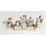 PICQUOT WARE TEA/COFFEE SERVICE comprising two teapots, two coffee pots/hot water jugs, milk jug,