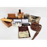 MIXED LOT OF COLLECTABLES including a pewter quaich, leather sporran, two sets of dominoes, cased