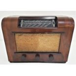 VINTAGE MALLARD WALNUT CASED TRANSISTOR RADIO with a glass tuning panel above a speaker with three