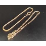 NINE CARAT GOLD FIVE BAR GATE LINK BRACELET with heart padlock clasp and safety chain, approximately