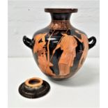 19th CENTURY ITALIAN TERRACOTTA GLAZED STAMNOS VASE BY GIOVANNI MOLLICA the vase with Greek red