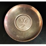 BRITANNIA SILVER PIN DISH with double headed eagle to the centre, London 1971, maker C Hoare & Co,