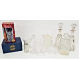 MIXED LOT OF GLASSWARE including a pair of decanters, spirit decanters, ice pail cream jug,