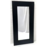 LARGE BLACK ASH WALL MIRROR with a deep frame and a plain plate, 190cm x 94cm
