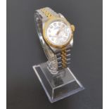 LADIES TUDOR PRINCESS DATE WRIST WATCH the circular mother of pearl dial with diamond hour