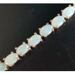 OPAL LINE BRACELET in silver, with clasp extender to increase the length of the bracelet, 19cm or