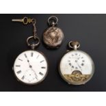 VICTORIAN SILVER POCKET WATCH the white dial with Roman numerals and subsidiary seconds dial,