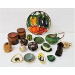 MIXED LOT OF CERAMICS including two Hornsea pottery storage jars with cork bungs, decorative green
