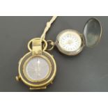 WWI MILITARY MARCHING COMPASS in brass and marked F-L No;126052 1918, together with a brass pocket