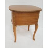 AMORCO MAHOGANY AND GILTWOOD SEWING TABLE with a lift up lid revealing a fitted interior and