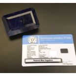 LARGE CERTIFIED LOOSE NATURAL BLUE SAPPHIRE the rectangular step cut sapphire weighing 583cts,