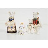 ROYAL CROWN DERBY comprising a bunny paperweight with button, 6.5cm long, a father bear with his