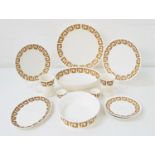 WEDGWOOD SUSIE COOPER DESIGN OLD GOLD KEYSTONE PART BREAKFAST SET comprising egg cups, coffee