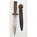 GERMAN WWII TRENCH KNIFE with a 15cm blade marked Gottliels Hammesfahr Solingen Foche, with a shaped