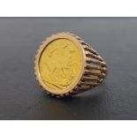 VICTORIA GOLD SOVEREIGN SET RING the sovereign dated 1890 and set in textured nine carat gold
