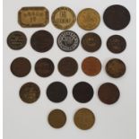 SELECTION OF FOOD AND DRINK TOKENS including bovril, tea, bread, beef, milk, John Watt tobacconist