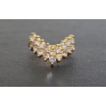 DIAMOND SET WISHBONE STYLE RING the double row of diamonds totaling approximately 1ct, on eighteen