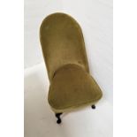 BEDROOM CHAIR with a shaped padded back and seat, standing on cabriole front supports