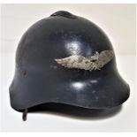 GERMAN WWII LUFTSCHUTZ HELMET Russian made for the German Army, with original transfer, leather