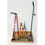 SELECTION OF GARDEN TOOLS including a Coopers long handled cultivator, boxed, Coopers hedge