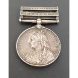 QUEENS SOUTH AFRICA MEDAL with two clasps for Modder River and Belmont, named to 723 Private A.