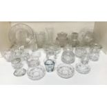 LARGE SELECTION OF CRYSTAL AND GLASSWARE including an etched glass vase, other crystal bowls and