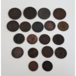 SELECTION OF GEORGE III COINS including 1813 One Stiver, 1832 halfpenny token, 1799 halfpenny, etc.