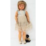 VINTAGE BRITISH CHILD'S DOLL with sleeping eyes, blonde hair, jointed wood and composition limbs,