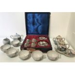 SELECTION OF JAPANESE EGGSHELL CHINA including a cased part coffee set comprising four cups and